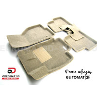 Текстильные 3D коврики Euromat3D Business в салон для Cadillac SRX (2003-2009) № EMC3D-001303T Бежевые